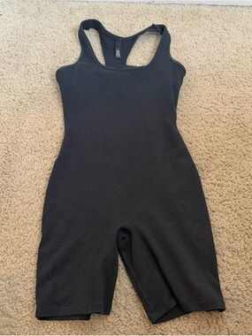 SKIMS Black Sleeveless Ribbed Jumpsuit Romper